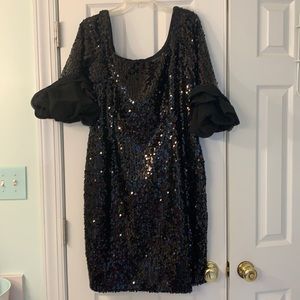 Vintage Black Sequin Holiday festive dress